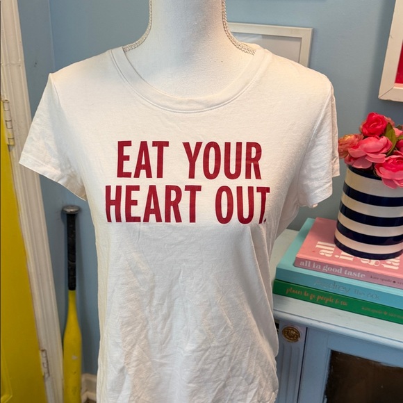 kate spade Tops - Kate Spade White Tee with Bold Red Text ‘Eat Your Heart Out’